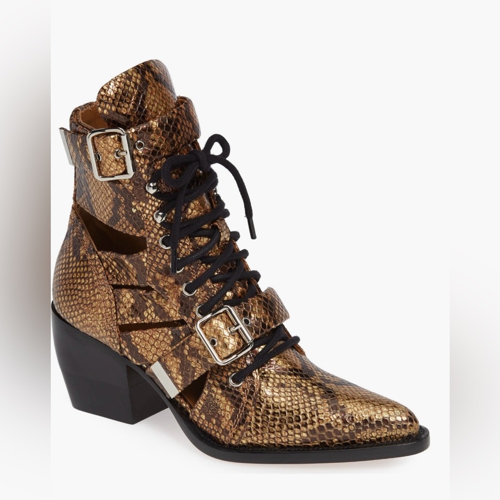 Chloe Rylee Ankle Boots Gold Snake Leather only worn a couple times! Size 6.5 US